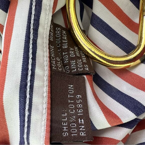 J. McLaughin Orange Navy Stripe Flip Cuff Button Up Shirt Size L - Picture 12 of 13